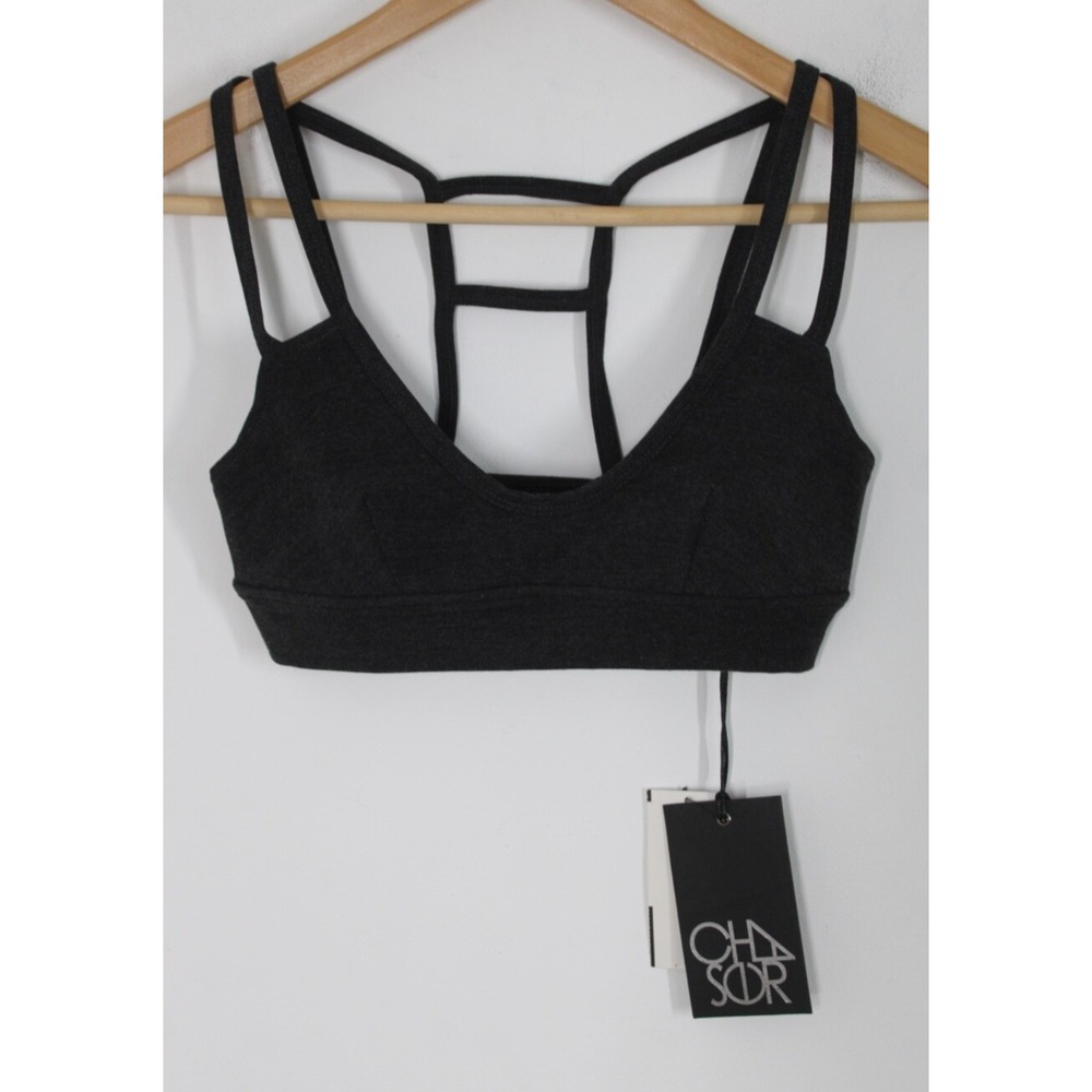 NWT Chaser XS Black Strappy Bra Bralette Top